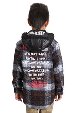 Load image into Gallery viewer, REYNA Kid's Oversize Flannel outer shirket with detachable padded cire hood