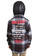 Load image into Gallery viewer, REYNA Kid's Oversize Flannel outer shirket with detachable padded cire hood