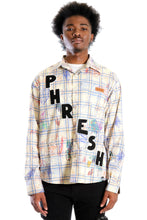 Load image into Gallery viewer, Nirve L.T.K. Men's premium Long Sleeve Plaid button down shirt with hand sketch drawing pop art
