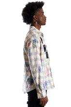 Load image into Gallery viewer, Nirve L.T.K. Men's premium Long Sleeve Plaid button down shirt with hand sketch drawing pop art