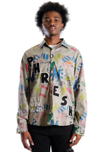 Load image into Gallery viewer, Rans L.T.K. Men's premium Long Sleeve Plaid button down shirt with hand sketch drawing pop art