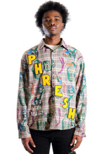 Load image into Gallery viewer, Willie L.T.K. Men's premium Long Sleeve Plaid button down shirt with hand sketch drawing pop art