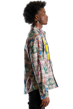 Load image into Gallery viewer, Willie L.T.K. Men's premium Long Sleeve Plaid button down shirt with hand sketch drawing pop art