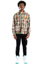 Load image into Gallery viewer, Monarch L.T.K. Men's premium Long Sleeve Plaid button down shirt with hand sketch drawing pop art