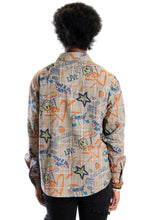Load image into Gallery viewer, Velo L.T.K. Men's premium Long Sleeve Plaid button down shirt with hand sketch drawing pop art