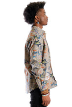 Load image into Gallery viewer, Velo L.T.K. Men's premium Long Sleeve Plaid button down shirt with hand sketch drawing pop art