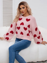 Load image into Gallery viewer, Kawaii Heart Pattern Puff Sleeves Sweater | NCS