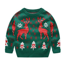 Load image into Gallery viewer, Kids Reindeer Jacquard Christmas Holiday Sweater | NCS