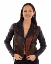 Load image into Gallery viewer, Scully Color Blocked - Women's Leather Moto Jacket