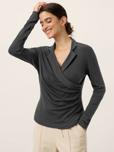 Load image into Gallery viewer, Wool Asymmetric Side Ruched Stretch Top BRIONY