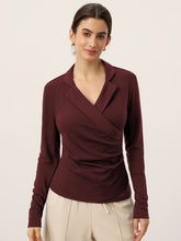 Load image into Gallery viewer, Wool Asymmetric Side Ruched Stretch Top BRIONY