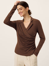 Load image into Gallery viewer, Wool Asymmetric Side Ruched Stretch Top BRIONY
