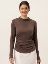 Load image into Gallery viewer, Wool Mock Neck Waist Pleat Top ISOLDE