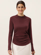 Load image into Gallery viewer, Wool Mock Neck Waist Pleat Top ISOLDE