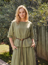 Load image into Gallery viewer, 100% Linen Drop Shoulder Shirred Back High-Low Hem Top LINDSEY
