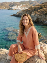 Load image into Gallery viewer, 100% Linen Lace-Trim V-Neck Top KEELY