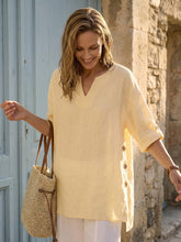 Load image into Gallery viewer, 100% Linen Curved-Hem Oversized Top DAPHNEA
