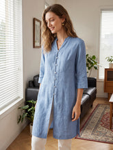 Load image into Gallery viewer, 100% Linen Hand Button Long Top DILLON