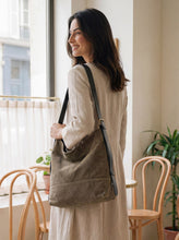Load image into Gallery viewer, Large Canvas Tote Shoulder Bag Slouchy Relaxed Fit Hobo Bag