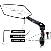 Load image into Gallery viewer, Bicycle Handlebar Rear View Mirror Bike Cycling Wide Range Back Sight Reflector Bicycle Rear View Mirror Adjustable Rotatable Bicycle Rear View Glass Mirror Wide Angle Acrylic Convex Safety Mirror For Mountain