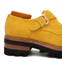 Load image into Gallery viewer, Lemon Yellow Cow Suede Monk Strap Shoes