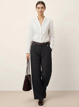 Load image into Gallery viewer, Linen-Lyocell Pleated Wide Leg Trousers with Back Elastic & Button Detail AISLING