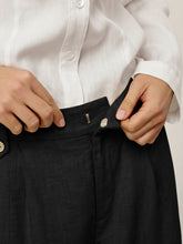 Load image into Gallery viewer, Linen-Lyocell Pleated Wide Leg Trousers with Back Elastic & Button Detail AISLING