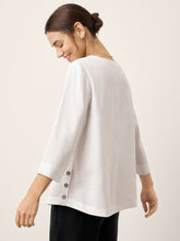 Load image into Gallery viewer, Linen-Lyocell V-Neck Button Detail Overtop ODETTE