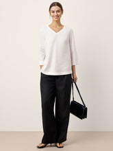Load image into Gallery viewer, Linen-Lyocell V-Neck Button Detail Overtop ODETTE