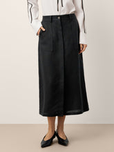 Load image into Gallery viewer, Linen-Lyocell Patch Pocket Placket Skirt LYRA