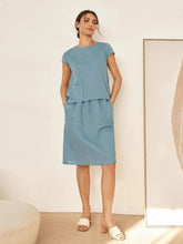Load image into Gallery viewer, Linen Blend Cap Sleeve Top And Pencil Skirt Set VEDA
