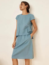Load image into Gallery viewer, Linen Blend Cap Sleeve Top And Pencil Skirt Set VEDA