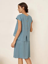 Load image into Gallery viewer, Linen Blend Cap Sleeve Top And Pencil Skirt Set VEDA