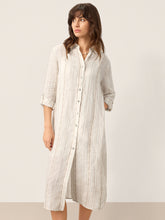 Load image into Gallery viewer, Linen Striped Tab-Sleeve Bohemia Shirt Dress BLYTHE