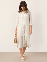Load image into Gallery viewer, Linen Striped Tab-Sleeve Bohemia Shirt Dress BLYTHE