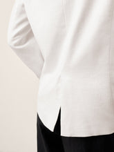 Load image into Gallery viewer, Linen Peak Lapel Crossover Blazer IRIS