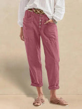 Load image into Gallery viewer, Linen Simple Button Fly Trousers HEIDI