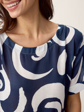 Load image into Gallery viewer, Linen Abstract-Print Pleated-Waist Midi Dress PRIYA