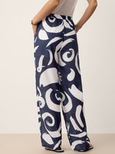 Load image into Gallery viewer, Linen Abstract-Print Straight-Leg Pants ORLA