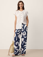 Load image into Gallery viewer, Linen Abstract-Print Straight-Leg Pants ORLA