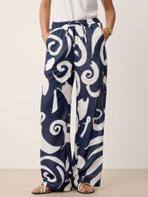 Load image into Gallery viewer, Linen Abstract-Print Straight-Leg Pants ORLA