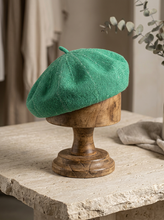 Load image into Gallery viewer, Linen Knit Beret Hat for Women Lightweight Breathable Summer Artist Cap