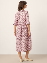 Load image into Gallery viewer, Linen Paisley Pintucked Ruffle-Cuff Maxi Dress MAELYN
