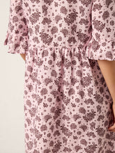 Load image into Gallery viewer, Linen Paisley Pintucked Ruffle-Cuff Maxi Dress MAELYN