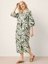 Load image into Gallery viewer, Linen Palm Print Camp Collar Relaxed Maxi Shirt Dress MINERVA