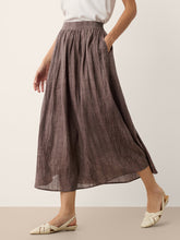 Load image into Gallery viewer, Linen Textured Pleated Waist Skirt ROSAMUND