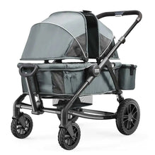 Load image into Gallery viewer, All-Terrain Stroller Wagon, 2 Seats Foldable | Expedition 2-in-1 Collapsible Wagon Stroller, Includes Canopy, Parent Organizer, Snack Tray Cup Holders | 55lbs For Single Seat | Dark Grey Black - # BAGEG11010009