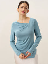 Load image into Gallery viewer, Wool Lyocell Twisted V-Neck Ruched Top NATALIE