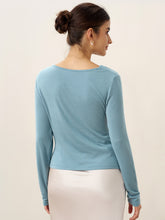 Load image into Gallery viewer, Wool Lyocell Twisted V-Neck Ruched Top NATALIE