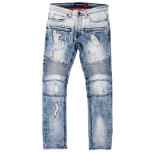 Load image into Gallery viewer, M1786 Makobi Prado Biker Jeans with Rip & Repair - Dark Wash